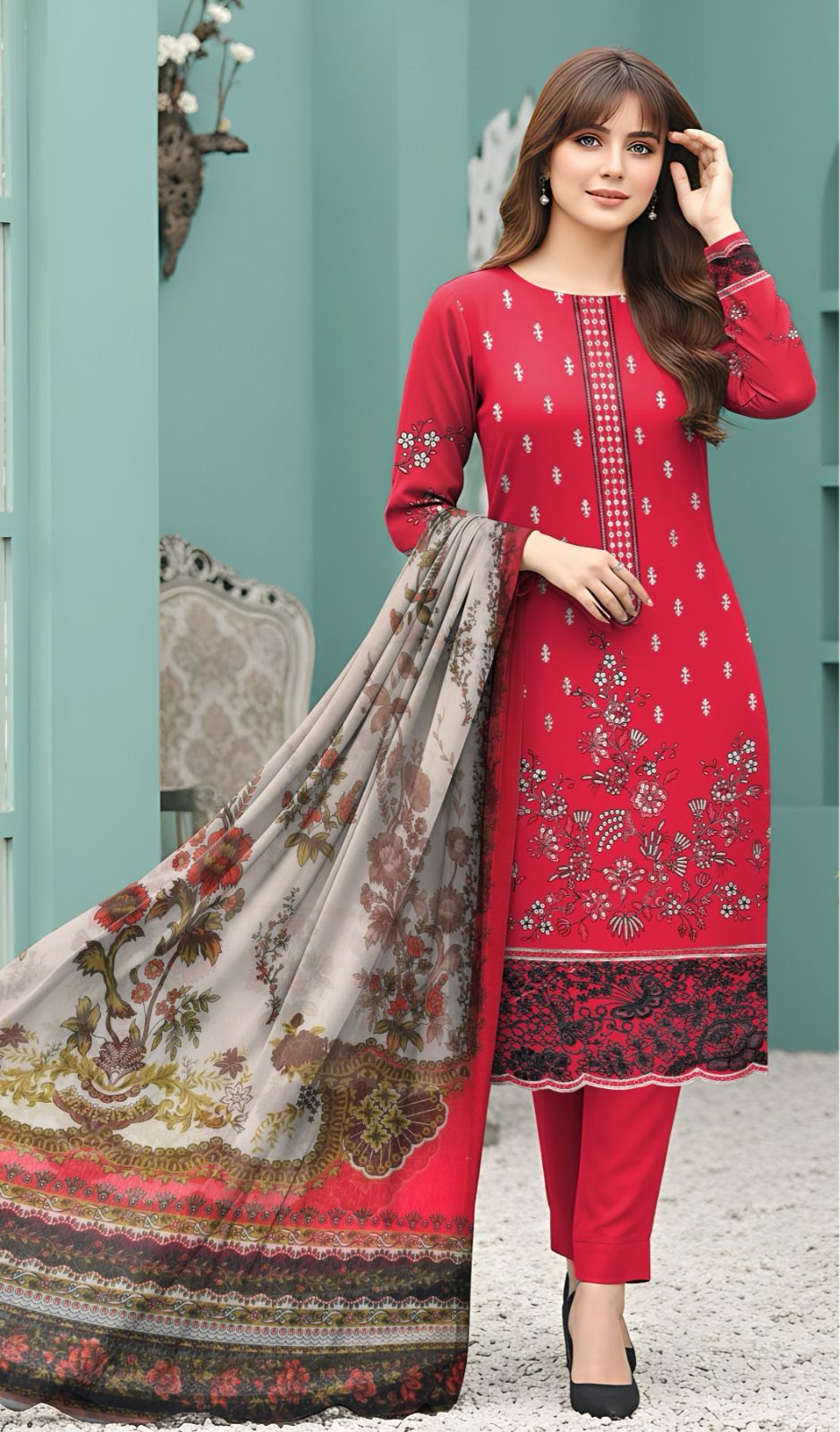 Meena Kaari Original 3PC Pure Dupatta D#02