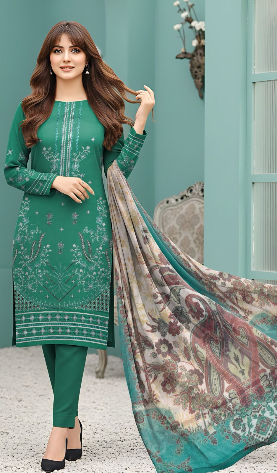 Meena Kaari Original 3PC Pure Dupatta D#01