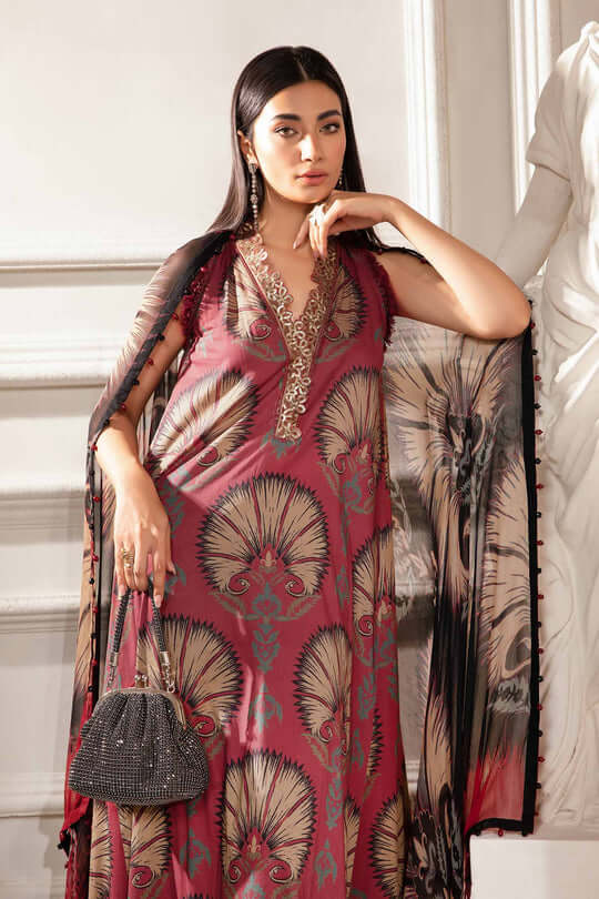 MB 444-3 Piece Unstitched Digital Printed Lawn Suit ( Printed Voil Dupatta )
