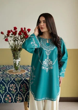 Dhanak Fabric - 2 Piece Unstitched Embroidered Dress