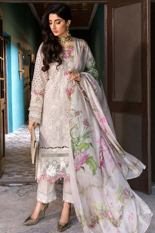 EL 12-3 Piece  Heavy Embroidered Chicken Kari Lawn Suit ( Printed Poly Lawn Dupatta )