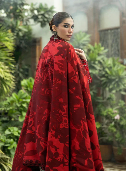 MB 437-3 Piece Unstitched Digital Printed Heavy Embroidered Lawn Suit ( Fine Printed Lawn Dupatta )