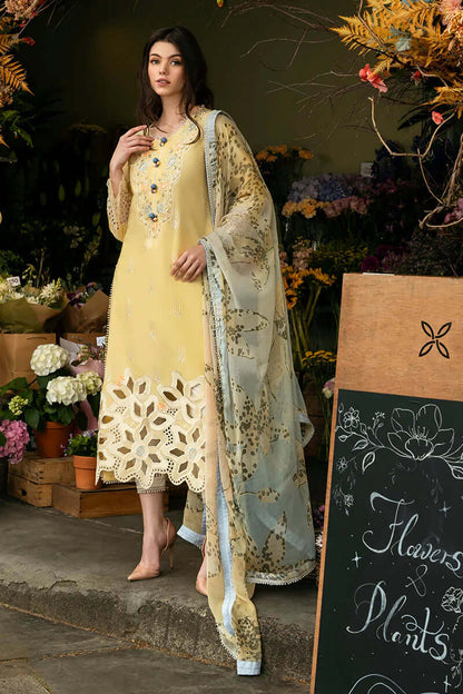 MS 2570A-3 Pcs Embroidered Lawn Shirt with Printed Dupatta