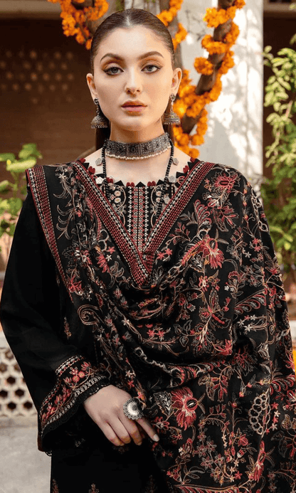 RM 650-3 Piece Unstitched Heavy Embroidered Dhanak Wool Suit  Heavy Embroidered Dhanak Shawl