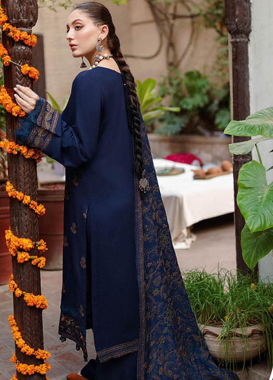 BR 605-3 Piece Unstitched Heavy Embroidered Karandi Dhanak Wool Suit  Heavy Embroidered Karandi Dhanak Shawl
