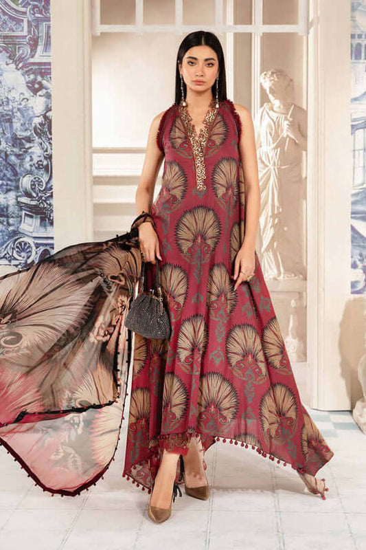 MB 444-3 Piece Unstitched Digital Printed Lawn Suit ( Printed Voil Dupatta )
