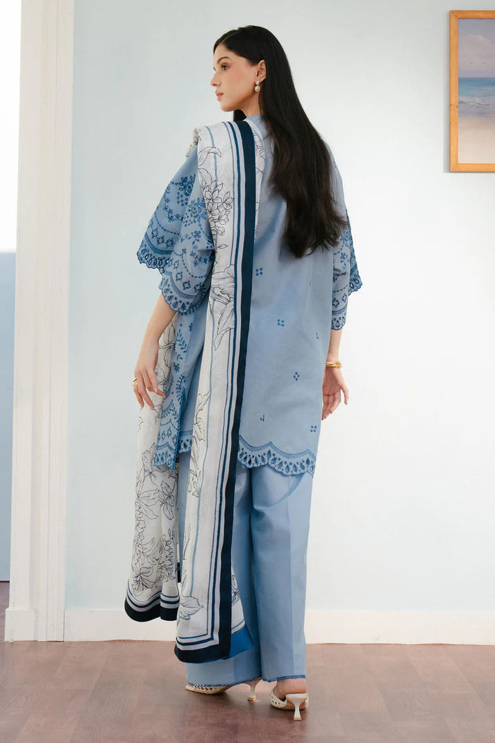 CO 2610-3 Pc Embroidered Lawn Shirt with Printed Polly Lawn Dupatta
